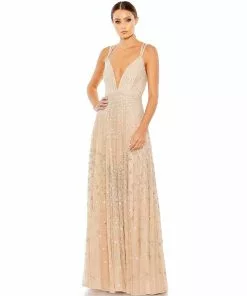 Mac Duggal Shop For Embellished Plunge Neck Sleeveless Gown