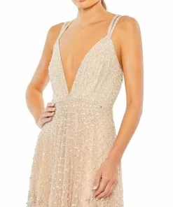 Mac Duggal Shop For Embellished Plunge Neck Sleeveless Gown