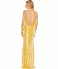 Mac Duggal Shop For Sequined High Neck Strappy Low Back Gown