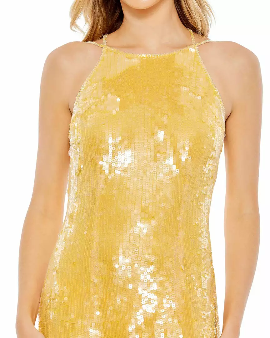 Mac Duggal Shop For Sequined High Neck Strappy Low Back Gown 3 Mac Duggal Shop For Sequined High Neck Strappy Low Back Gown