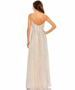 Mac Duggal Shop For Embellished Spaghetti Strap Wrap Over A Line Gown