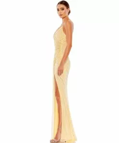 Mac Duggal Shop For Beaded Sleeveless Faux Wrap Gown