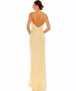 Mac Duggal Shop For Beaded Sleeveless Faux Wrap Gown