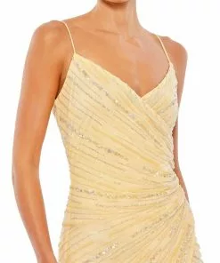 Mac Duggal Shop For Beaded Sleeveless Faux Wrap Gown