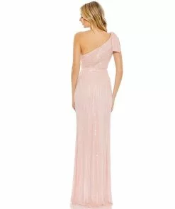 Mac Duggal Shop For Pearl Embellished Soft Tie One Shoulder Gown