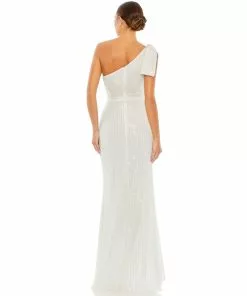 Mac Duggal Shop For Pearl Embellished Soft Tie One Shoulder Gown