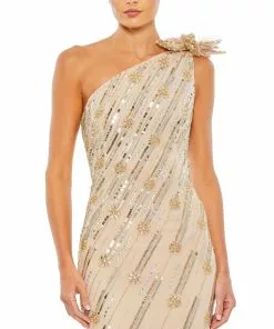 Mac Duggal Embellished Floral Detail One Shoulder Gown Shop For