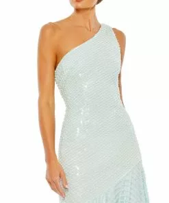 Mac Duggal Pearl One Shoulder Asymmetrical Hem Dress