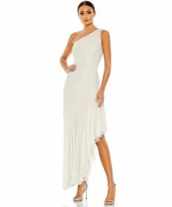 Mac Duggal Pearl One Shoulder Asymmetrical Hem Dress