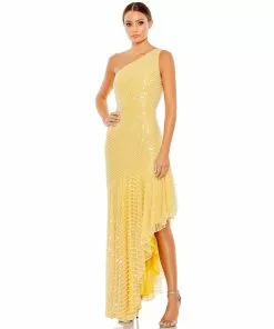 Mac Duggal Pearl One Shoulder Asymmetrical Hem Dress