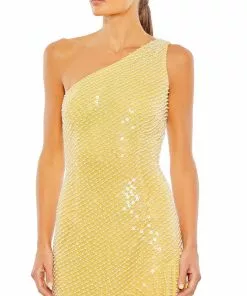 Mac Duggal Pearl One Shoulder Asymmetrical Hem Dress