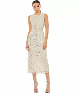 Mac Duggal Geometric Embellished Sleeveless A Line Dress Shop For