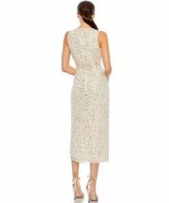 Mac Duggal Geometric Embellished Sleeveless A Line Dress Shop For