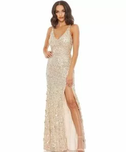Mac Duggal Shop For Sequined Strappy Sleeveless Gown