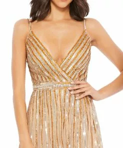 Mac Duggal Shop For Sequined Wrap Over Sleeveless Gown