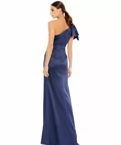 Ieena For Mac Duggal Ruffled One Shoulder Satin Gown Mother Of The Bride + Groom Dresses