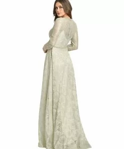 Mac Duggal Long Sleeve Floral Lace Gown Shop For