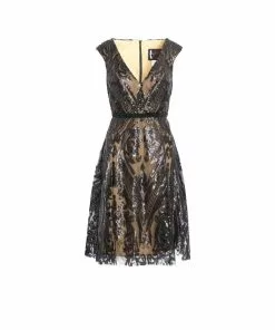 Mac Duggal Shop For Tea-Length Sequin Dress